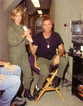 Richard on the set of Stargate with Amanda Tapping