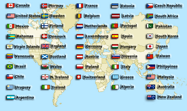 World Map and Flags