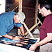 Signing memorabilia for Lightspeed Fine Art on the SG-1 set - July 16, 2002