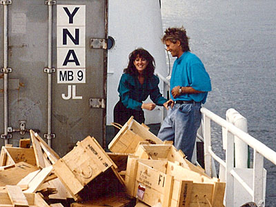 Julie and Richard share a playful moment between takes.