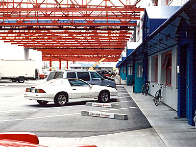 Parking spaces at the Bridge Studios