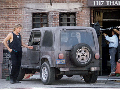 Richard prepares for a scene with the jeep