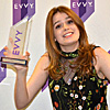 Wylie wins an EVVY Award - RDA's photo sent via text, May 11, 2018: 'Who? What? Who?' SO tells the story, reflects her personality.'