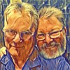 Selfie with Jonathan Frakes - RDA's photo sent via text from Galaxycon Raleigh, July 28, 2019: 'Frakes & me.'